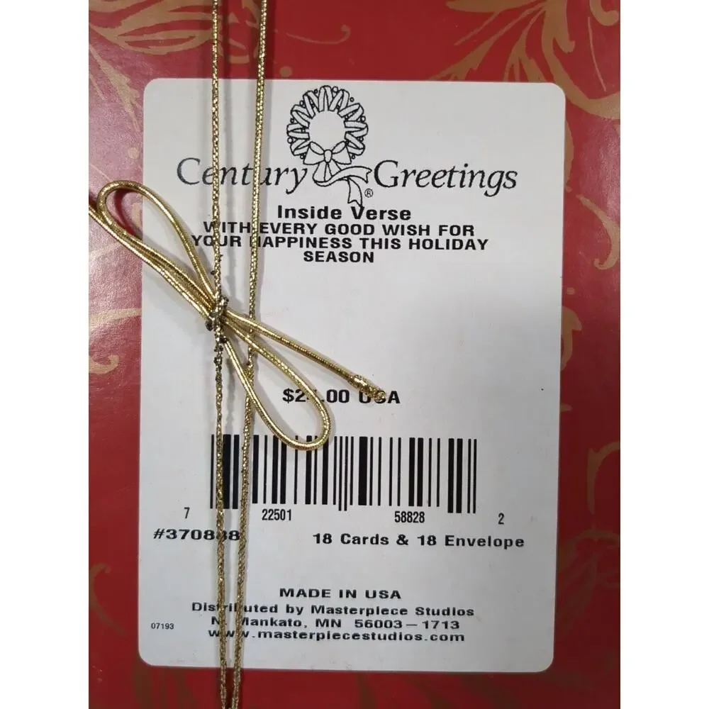 Century Greetings Holiday Christmas 18 Cards Envelopes Masterpiece Studios USA‎